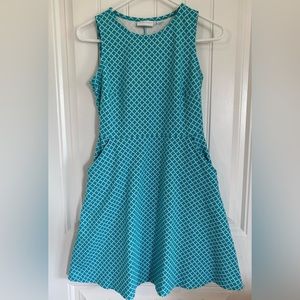 New York & co Women’s small teal fit and flare dress with pockets.